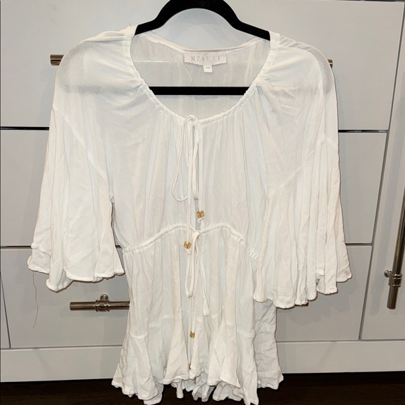 Meshki White Ruffle Blouse - Picture 1 of 2